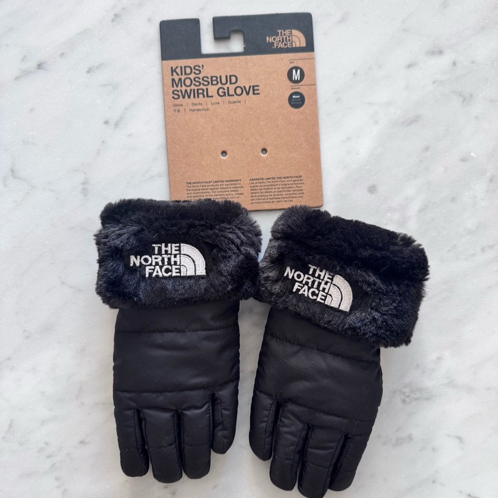 KIDS MOSSBUD Swirl Gloves Black The North Face NEW Medium Warm GRIP